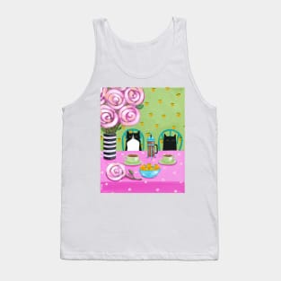 Morning French Press Coffee Cats Tank Top